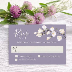 RSVP de Lavanda Floral de Cor Branca Elegante