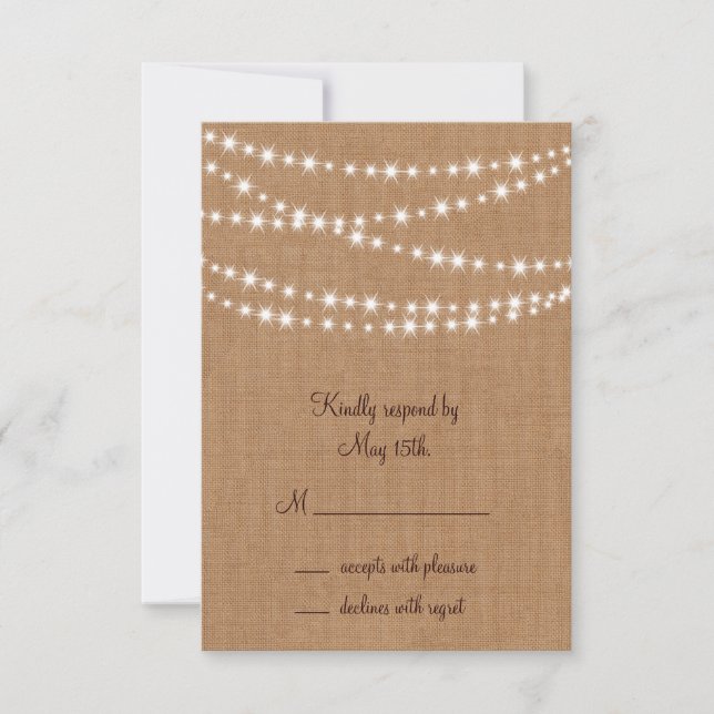 RSVP de Luzes Brilhantes no Burlap (Frente)