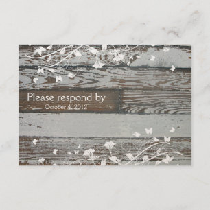 RSVP de Madeira Antiga com envelope