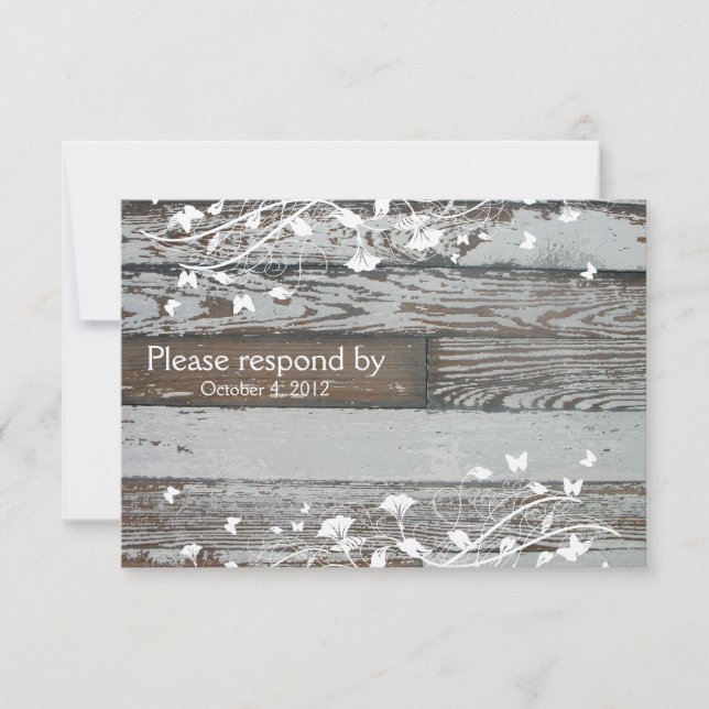 RSVP de Madeira Antiga com envelope (Frente)