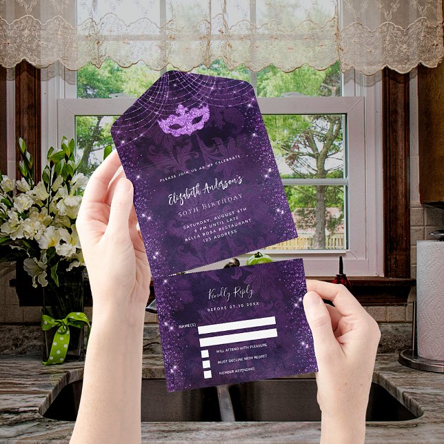 RSVP de Máscara Rroxa de aniversário de mascarada (Criador carregado)