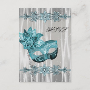 RSVP de Mascarada de Teal Blue White