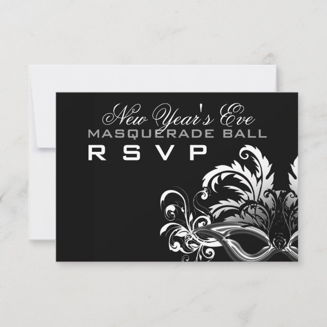 RSVP de Mascarada de Véspera de ano novo de prata/ (Frente)
