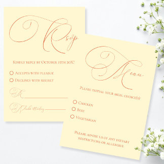 RSVP de Matizes Sunset com Placa de Resposta de Es