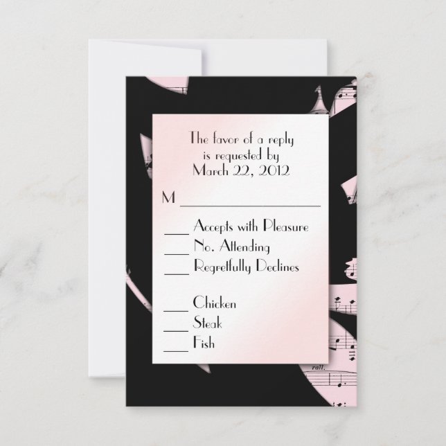 RSVP de música abstrata preta e rosa com escolha d (Frente)