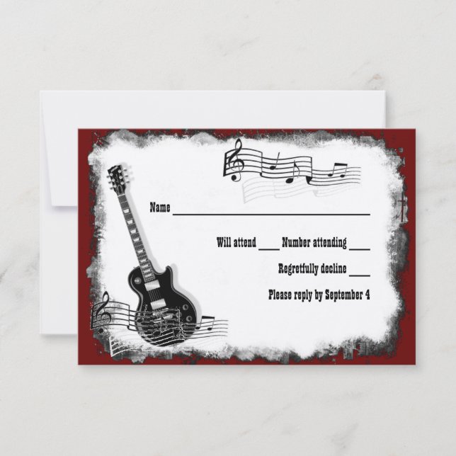 RSVP de Música Vermelha Preta de Violão Elétrico (Frente)