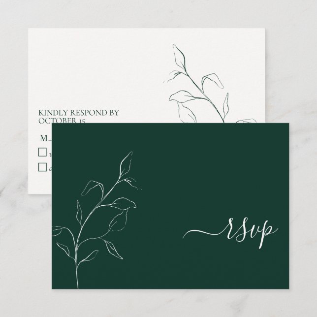 RSVP de Nenhum Menu do Script Verde Moderno Emeral (Frente/Verso)