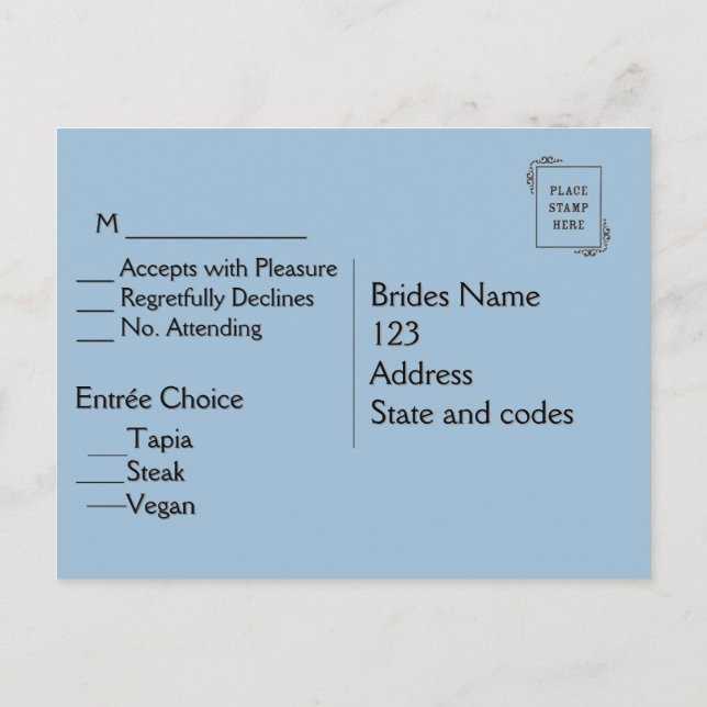 RSVP de Nuvem com Opções de Menu (Verso)