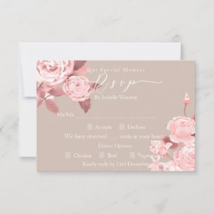 RSVP de Opção de Janto de Casamento de Rosa de Chi