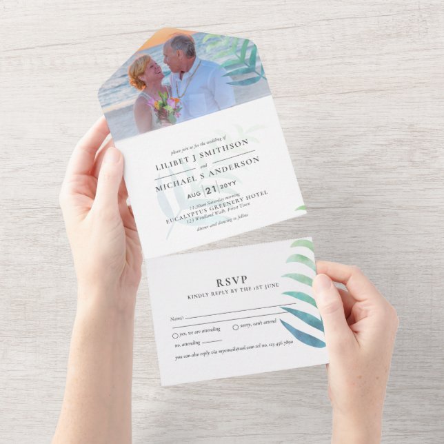 RSVP de Orçamento de Casamento da FOTO de Palm Bea (Aba destacável)