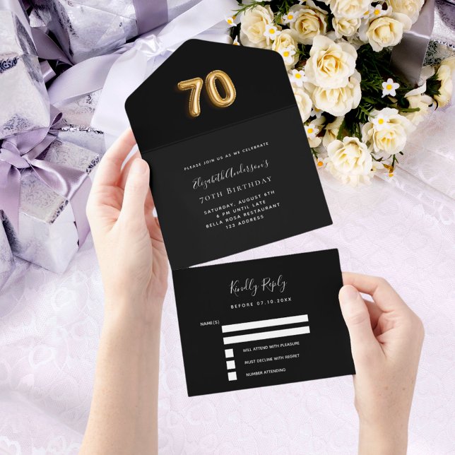 rsvp de ouro negro de 70 aniversário (Criador carregado)
