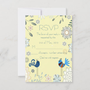 RSVP de Pássaros Azuis Decorativos Modernos