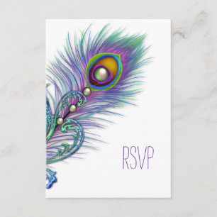 RSVP de Pavão Azul Roxo e Teal