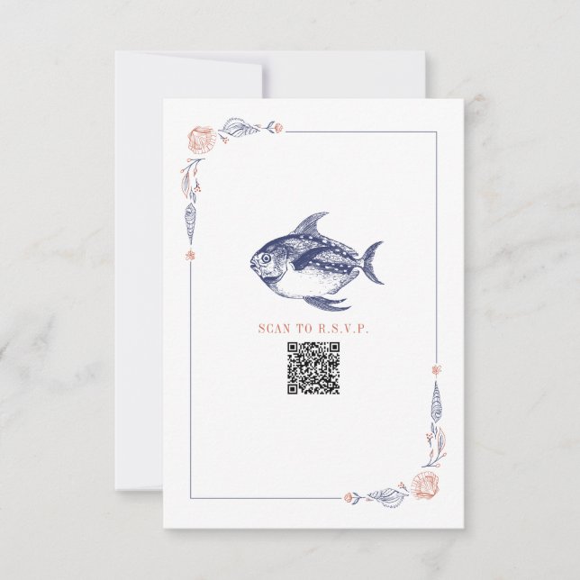 RSVP de Peixes Vermelhos e Azuis de Casamento de P (Frente)