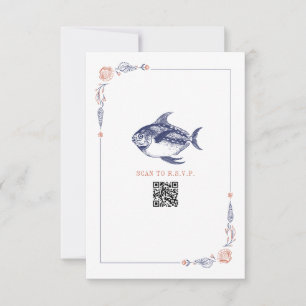 RSVP de Peixes Vermelhos e Azuis de Casamento de P