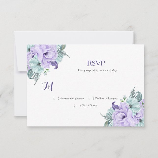 RSVP de Peões de Aquarela de lavanda e Mint (Frente)