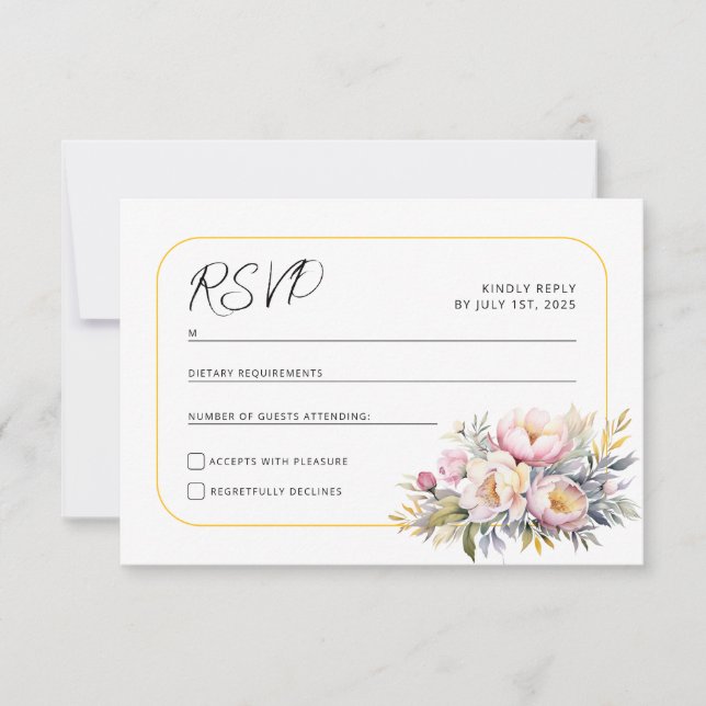 RSVP de peões rosa elegantes de casamento (Frente)
