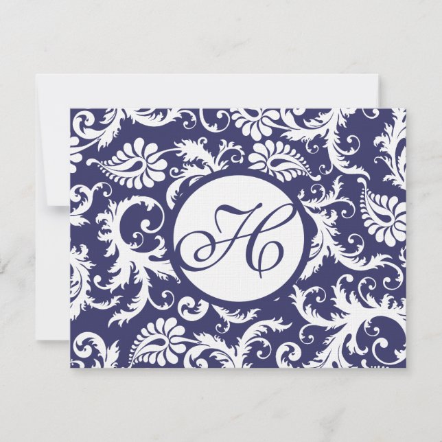 RSVP de Placa de Resposta de Casamento do marinho  (Frente)