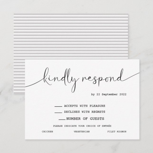 RSVP de Placa de Resposta de Escritura Simples Ele (Frente/Verso)