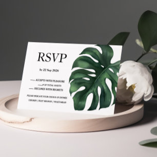 RSVP de Placa de Resposta de Palm Tropical Verde