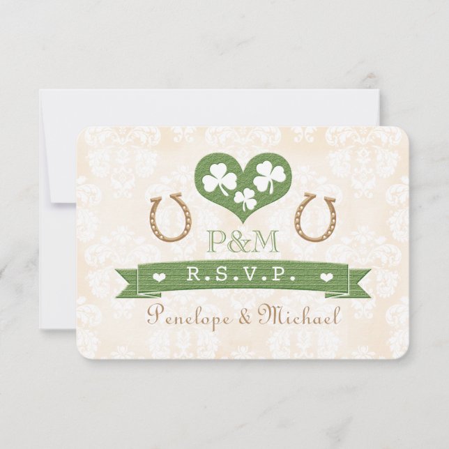 RSVP de Placa de Resposta de Shamrock Monogrammed (Frente)