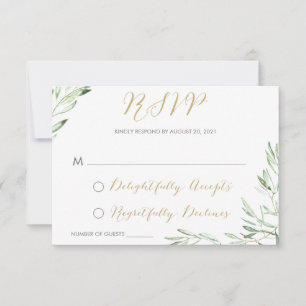 RSVP de Placa de Resposta Moderna do Branch Olive 