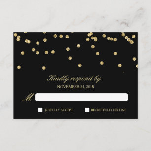 RSVP de Pontos de Polca Elegante Preto e Dourado C