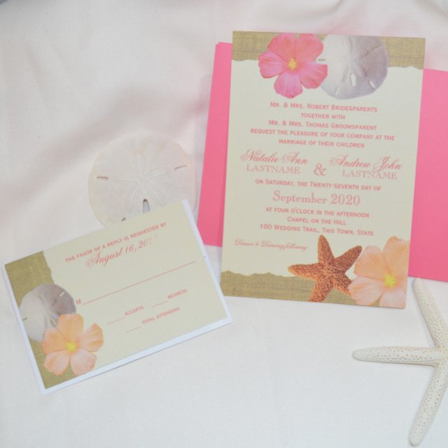 RSVP de Praia Tropical e Burlap (Criador carregado)
