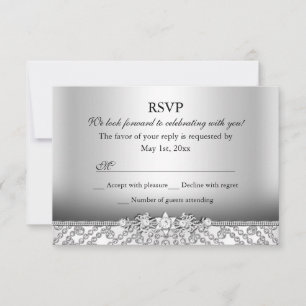 RSVP de Prata de Diamante Elegante