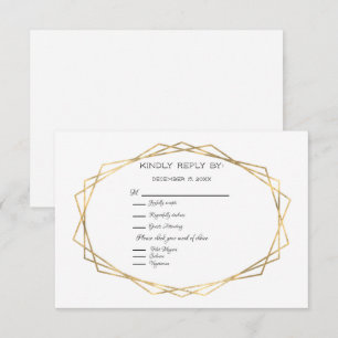 RSVP de Quadro Geométrico Dourado