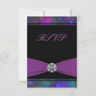 RSVP de Quinceanera Azul Verde Roxo