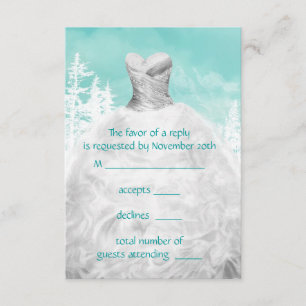 RSVP de Quinceanera de Flocos de Neve Azul Turques