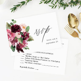 RSVP de Refeição de 7 w Floral Rosa e Burgundy