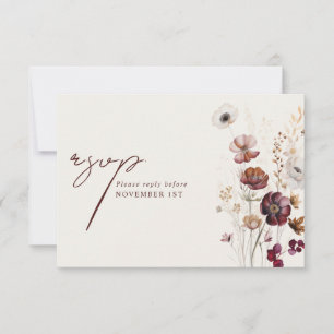 RSVP de Refeições de Casamento Floral de Anemone