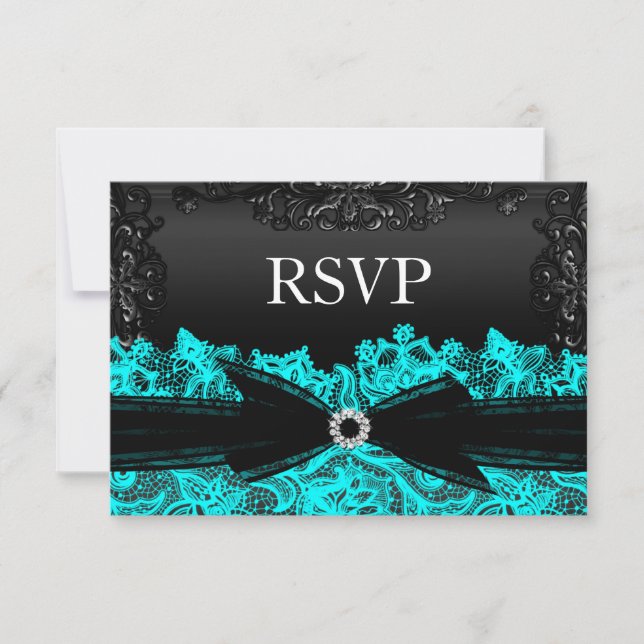 RSVP de rendas bonito e preto (Frente)