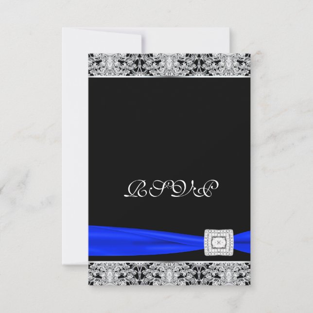 RSVP de rendas preto-azul (Frente)
