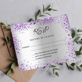 RSVP de resposta ao casamento de prata violeta e o