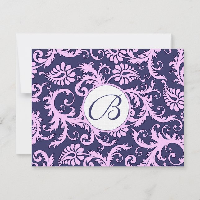 RSVP de Resposta de Casamento de marinho e Damasco (Frente)