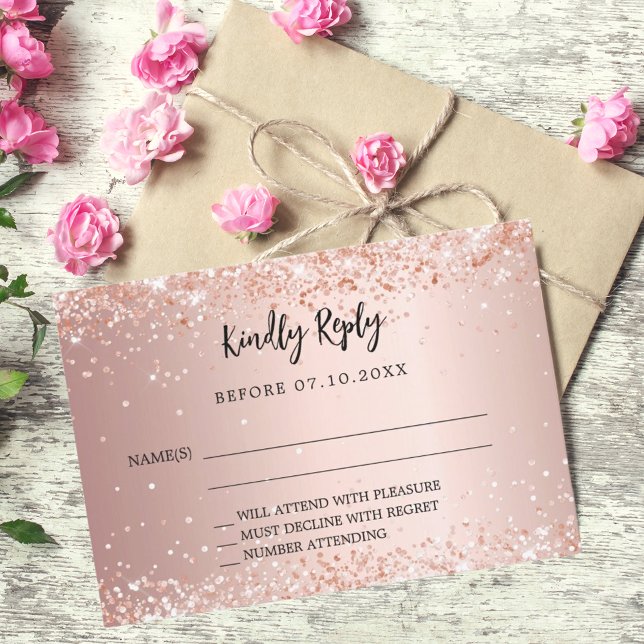 RSVP de resposta de casamento do rosa gold (Criador carregado)