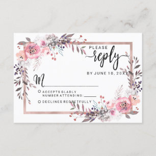 RSVP de Resposta de Casamento Floral de Frame e Ro