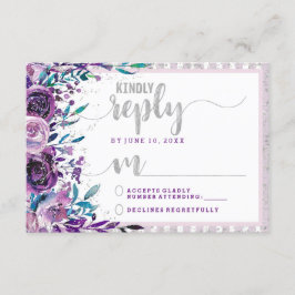 RSVP de Resposta de Casamento Floral e Silver RPVP