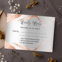 RSVP de resposta do casamento de ouro rosa prata