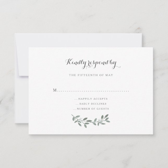 RSVP de Resposta do Eucalyptus Wedding Suite Elega (Frente)