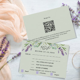 RSVP de resposta QR do menu de casamento verde da 