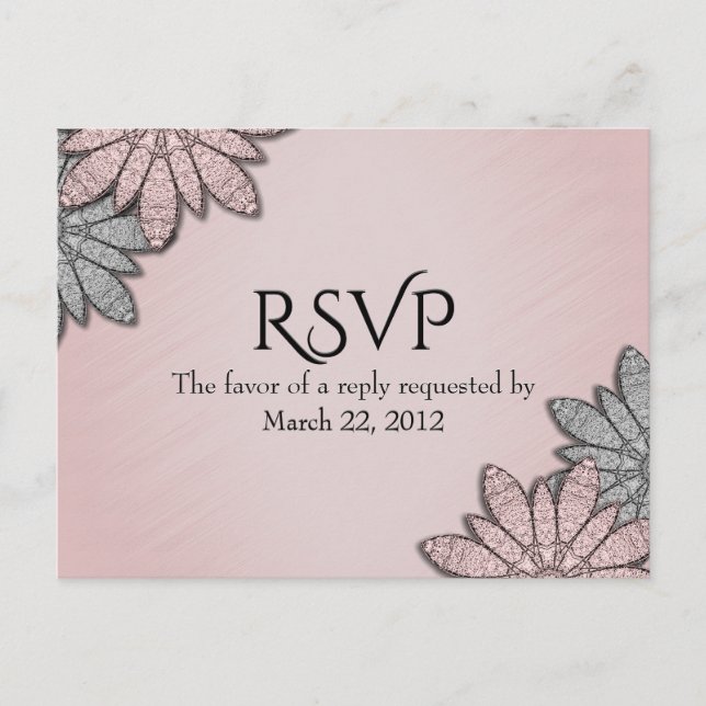 RSVP de Rosa de chip com opção de menu (Frente)