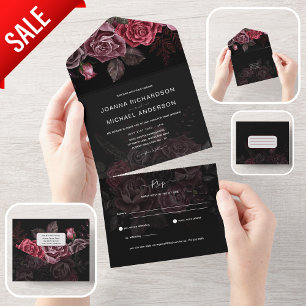 RSVP de Rosas Góticos Negra Inclusivos Burgundy