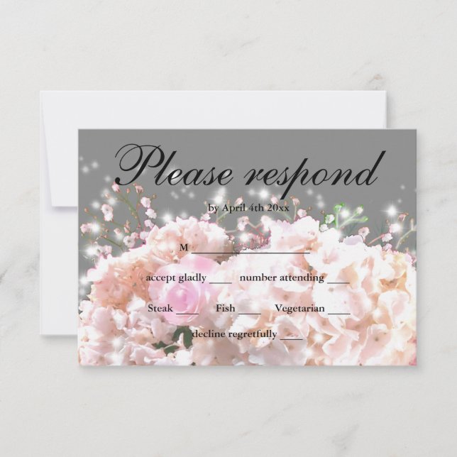 RSVP de rosas rosa-hidrangeas brancas Elegantes (Frente)