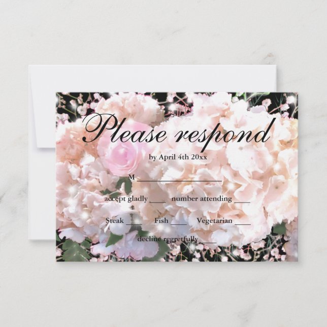 RSVP de rosas rosa-hidrangeas brancas Elegantes (Frente)
