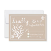 RSVP de Sandy Taupe e Coral do Mar Branco Costeiro