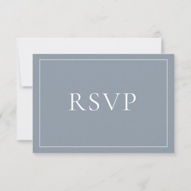 RSVP de Script Azul Dusty Elegante Clássico (Frente)